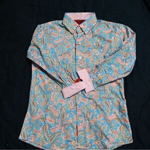 Paisley Print boy Shirt - Blue and Pink